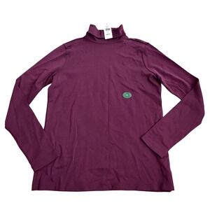 LL Bean Womens XS Supima Cotton Turtleneck Long Sleeve Top Plum Purple